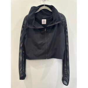 DEMI Lovato x Fabletics Mesh Sleeve Cropped Jacket - Black